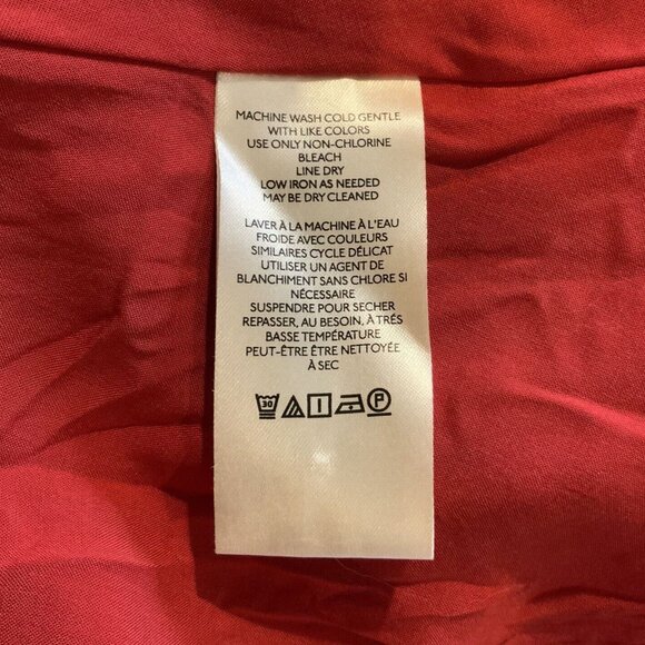 Anthropologie Maeve Puff-Sleeve Red Floral Midi Dress Size 12P - Picture 9 of 9